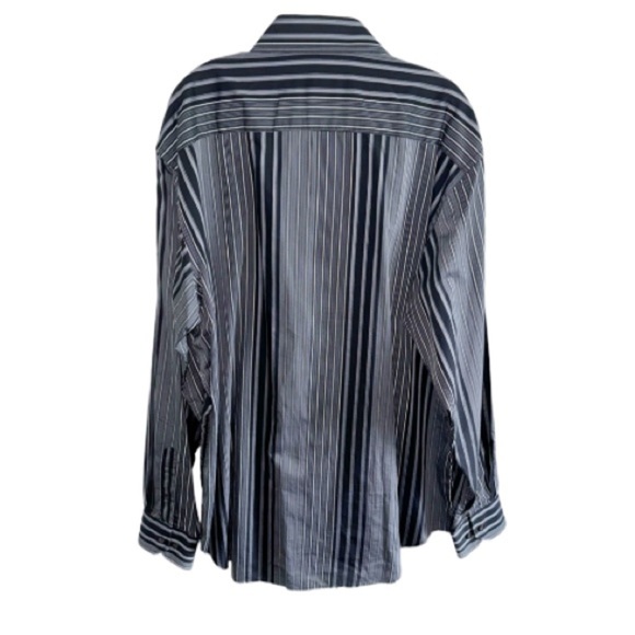 Bugatchi Uomo Black Stripe Shirt XXL Pocket Extra long - Picture 2 of 12